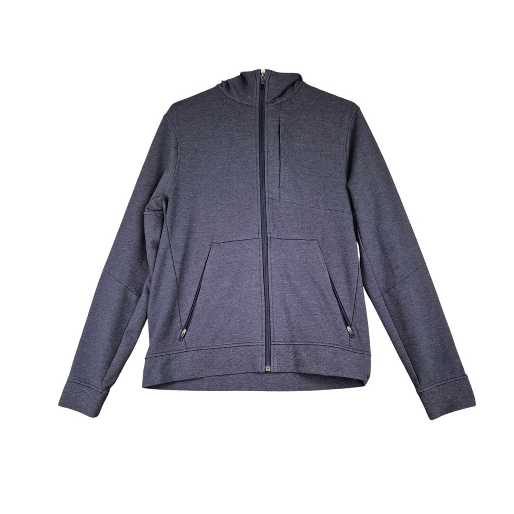 Lululemon Mens Heathered Navy Blue Grey Full Zip Hoodie Jacket Size‎ M